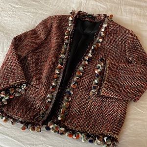 Casual and fun multicolor tweed jacket